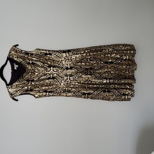 Eva Mendes NY & Co Black Gold Sequin Dress Size 6